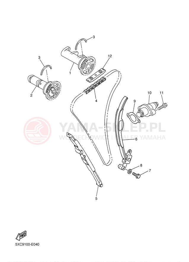 Schemat "Rozrząd - łańcuszek" do Yamaha YZ250F YZ250FAB/YZ250FAL