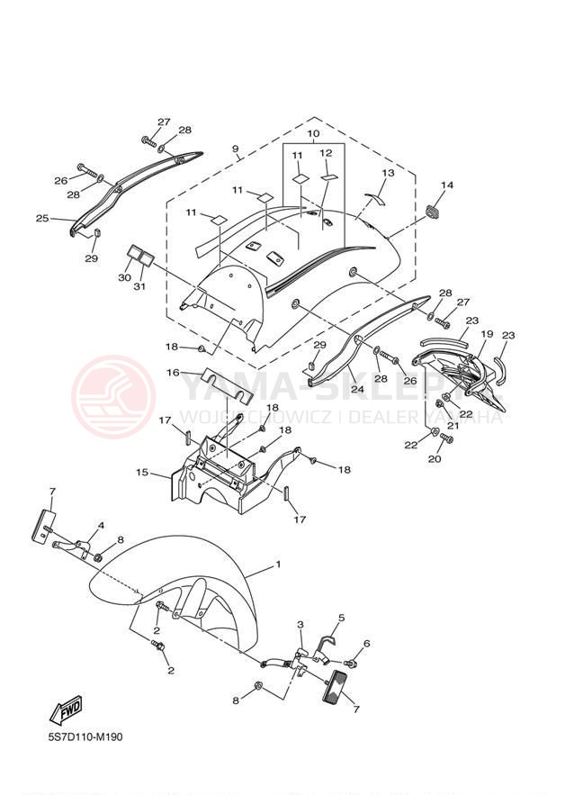 Schemat "błotnik" do Yamaha V STAR 950 XVS95ER/XVS95ECR