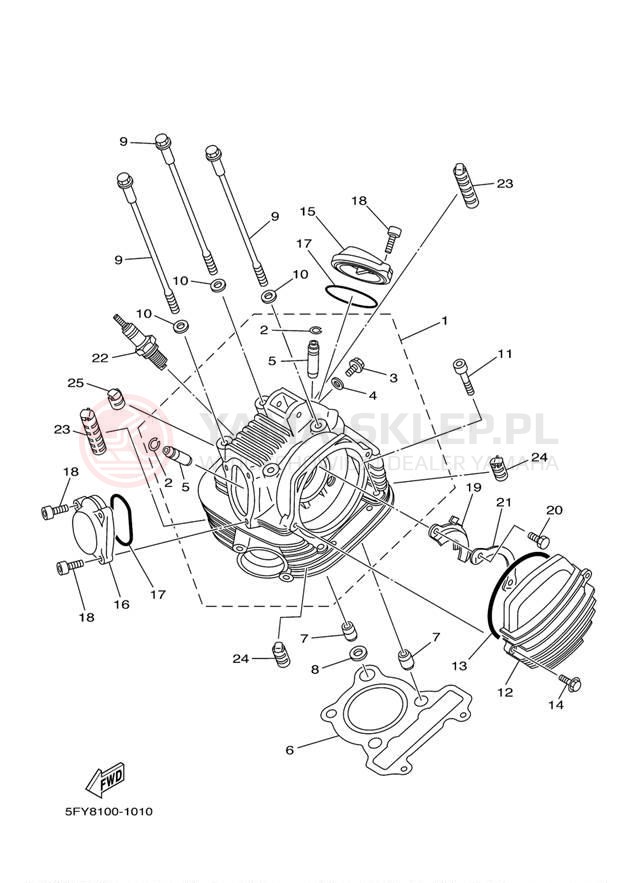 Schemat "głowica" do Yamaha TW200 TW200A1C/TW200A1