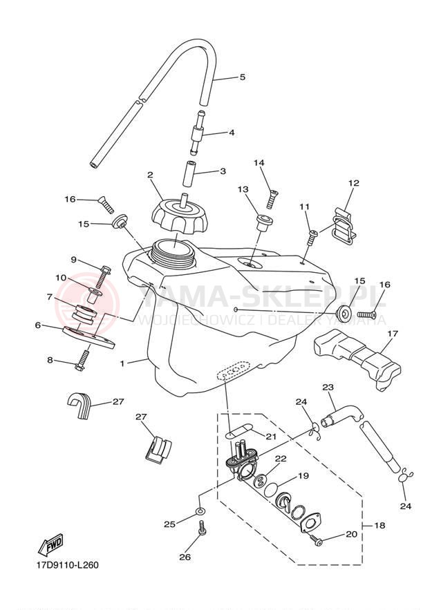 Schemat "zbiornik paliwa" do Yamaha YZ250FB YZ250FBW/YZ250FBL