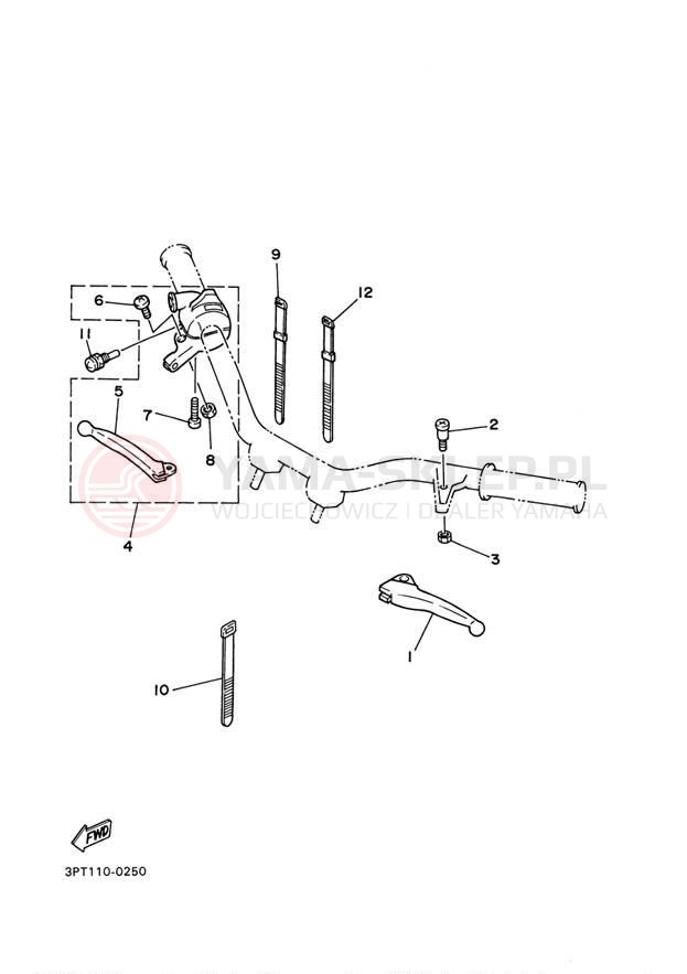 Schemat "Kierownica i osprzęt" do Yamaha PW50 PW50B1