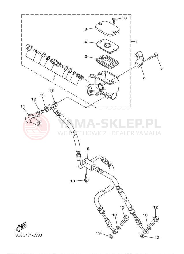 Schemat "Pompa hamulcowa przednia" do Yamaha V STAR 1300 XVS13ABCR/XVS13ABR