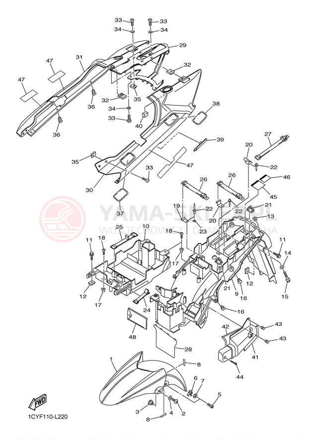 Schemat "błotnik" do Yamaha FJR1300A FJR13ABCL/FJR13ABL