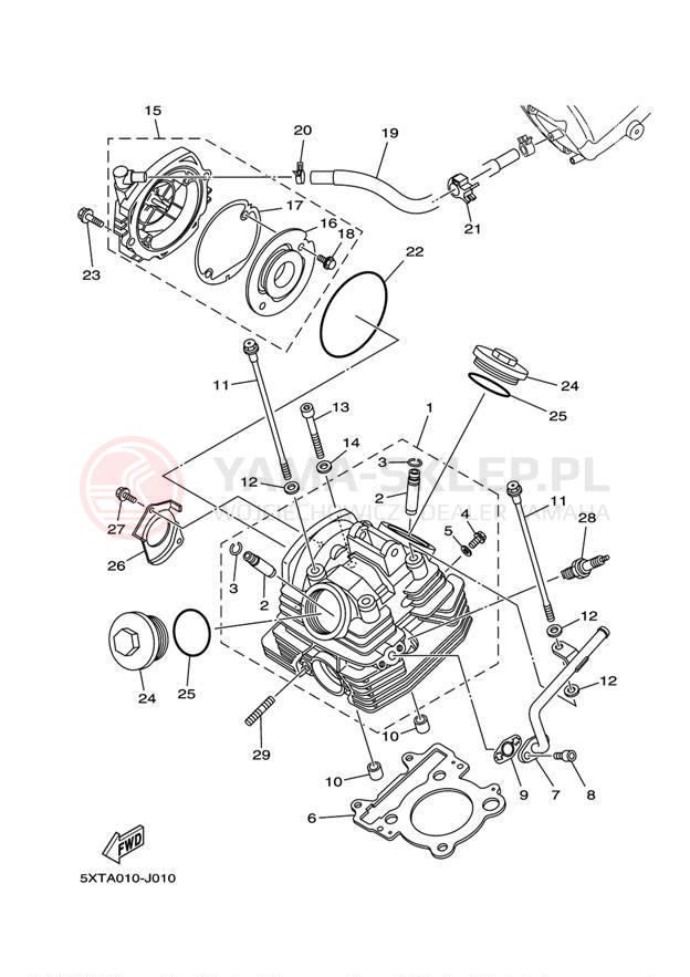 Schemat "głowica" do Yamaha XT250 XT250DC/XT250D