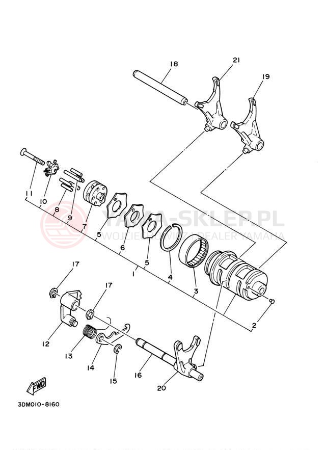 Schemat "Wodziki, automat" do Yamaha V STAR 250 XV250D/XV250DC