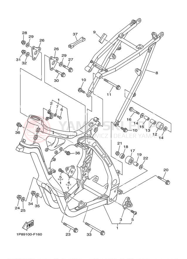 Schemat "rama" do Yamaha YZ250 YZ250B2