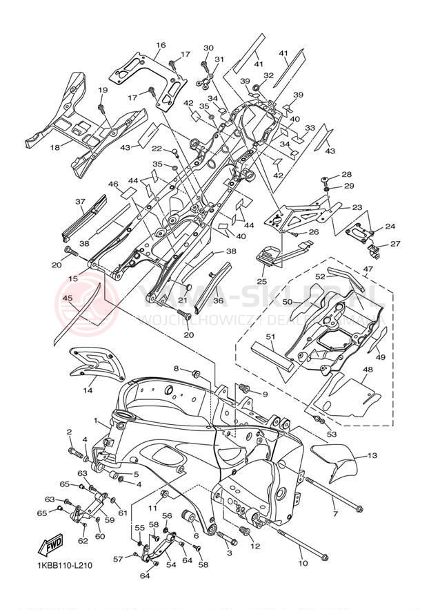 Schemat "rama" do Yamaha YZFR1 YZFR1BW/YZFR1BCW