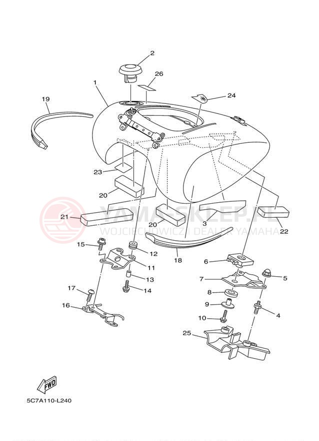 Schemat "zbiornik paliwa" do Yamaha RAIDER S XV19CSBCB/XV19CSBB