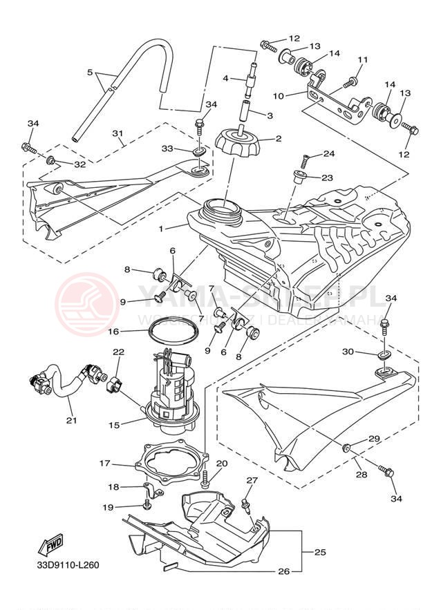 Schemat "zbiornik paliwa" do Yamaha YZ450FB YZ450FBL/YZ450FBW