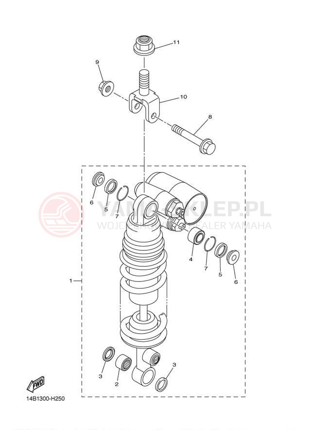 Schemat "zawieszenie tył" do Yamaha YZFR1 YZFR1YL/YZFR1YCL