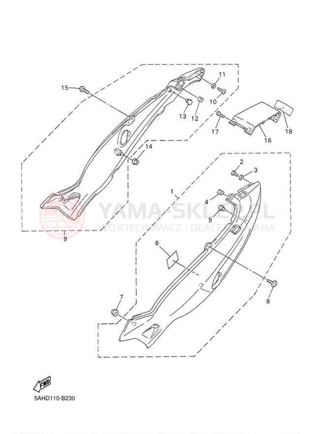 Schemat "Pokrywa boczna" do Yamaha YZF600R YZF600RS/YZF600RSC