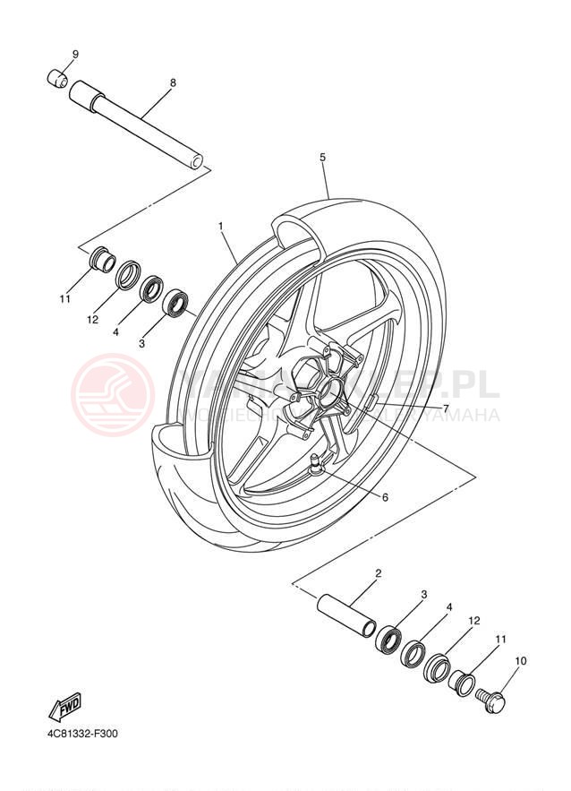 Schemat "Koło przód" do Yamaha YZFR1 YZFR1YL/YZFR1YCL