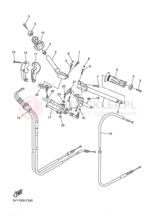 Schemat "Kierownica i osprzęt" do Yamaha YZF-R1 YZFR1SC/YZFR1S