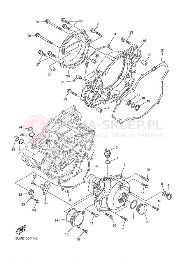 Schemat "Pokrywa silnika" do Yamaha WR250F WR250FY