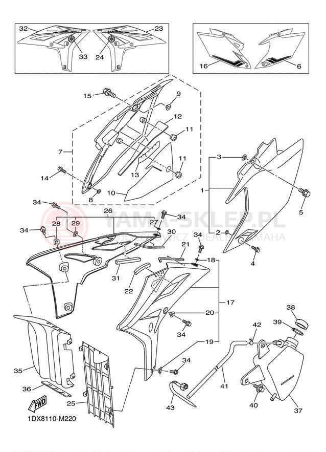 Schemat "Pokrywa boczna" do Yamaha WR450F WR450FD