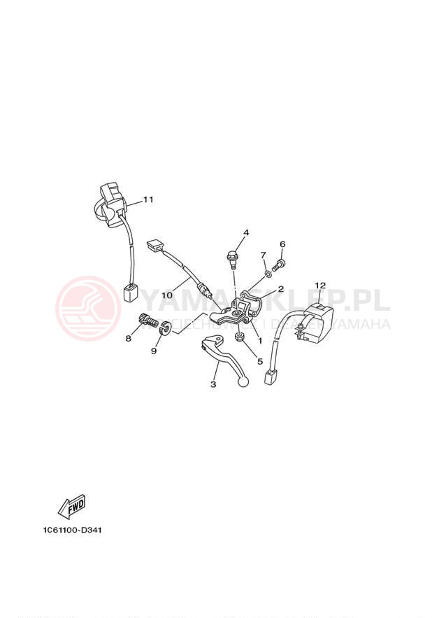 Schemat "Kierownica i osprzęt" do Yamaha TTR230 TTR230B