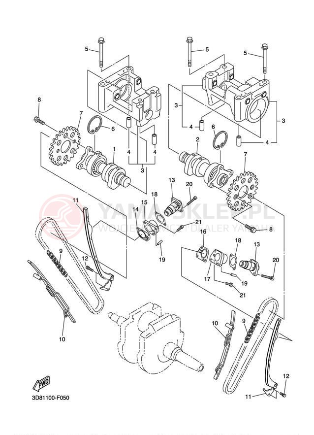 Schemat "Rozrząd - łańcuszek" do Yamaha V STAR 1300 XVS13ABCR/XVS13ABR