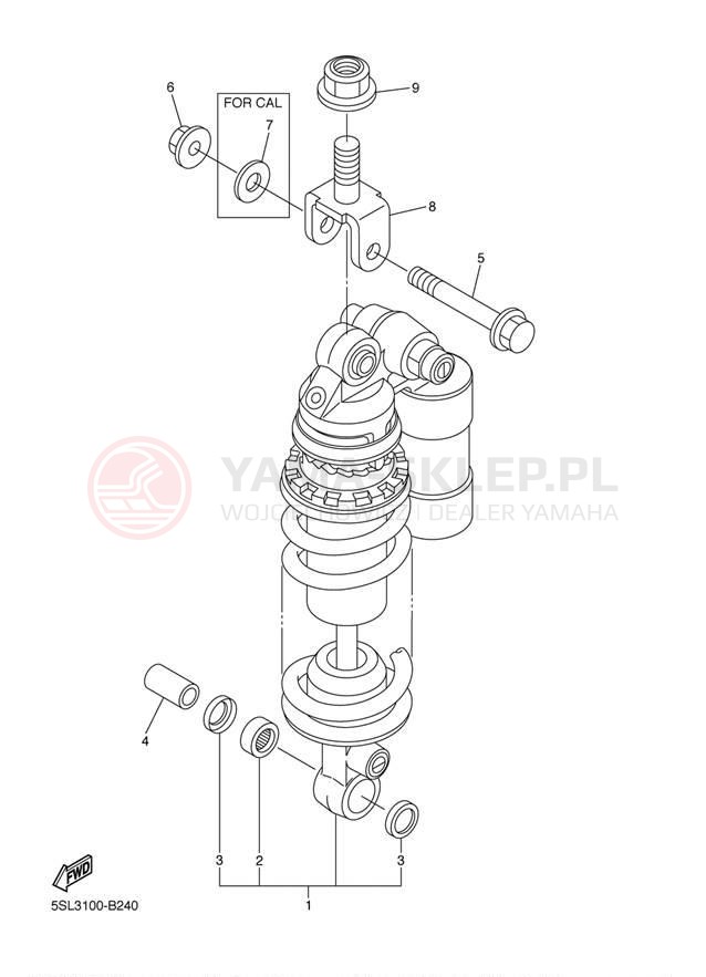 Schemat "zawieszenie tył" do Yamaha R6 YZFR6SRC/YZFR6SR