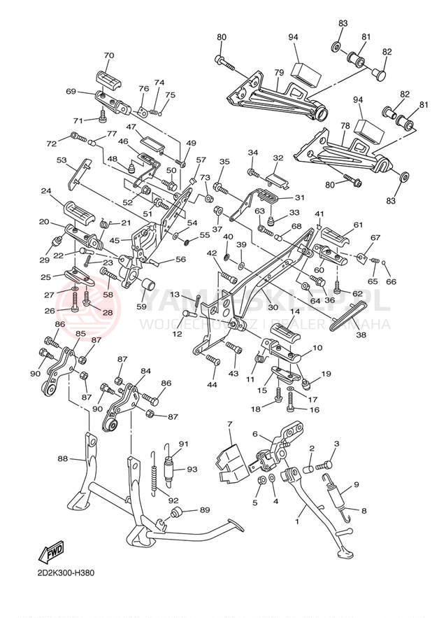 Schemat "Stopka postojowa i podnóżki" do Yamaha FJR1300A FJR13AZCS/FJR13AZS