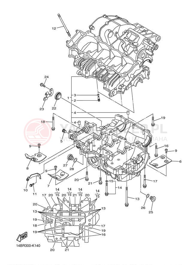 Schemat "Obudowa silnika" do Yamaha YZFR1 YZFR1ACR/YZFR1AR