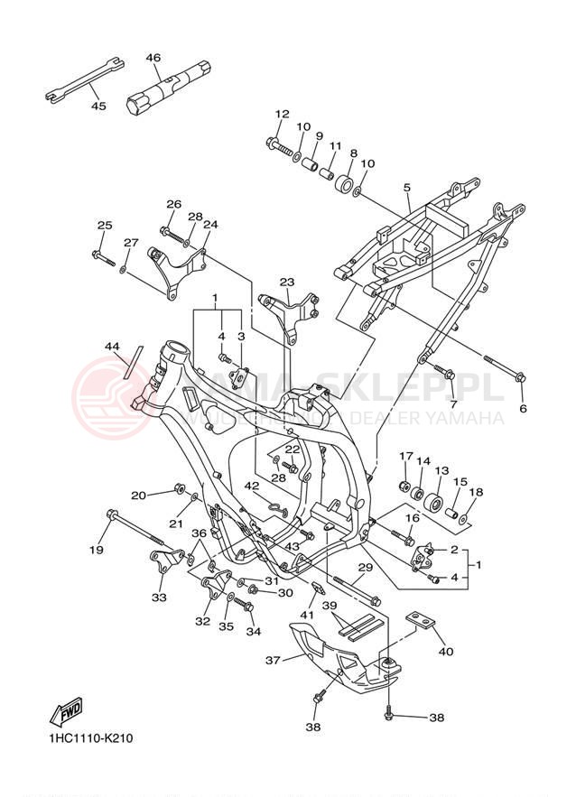 Schemat "rama" do Yamaha WR250F WR250FB