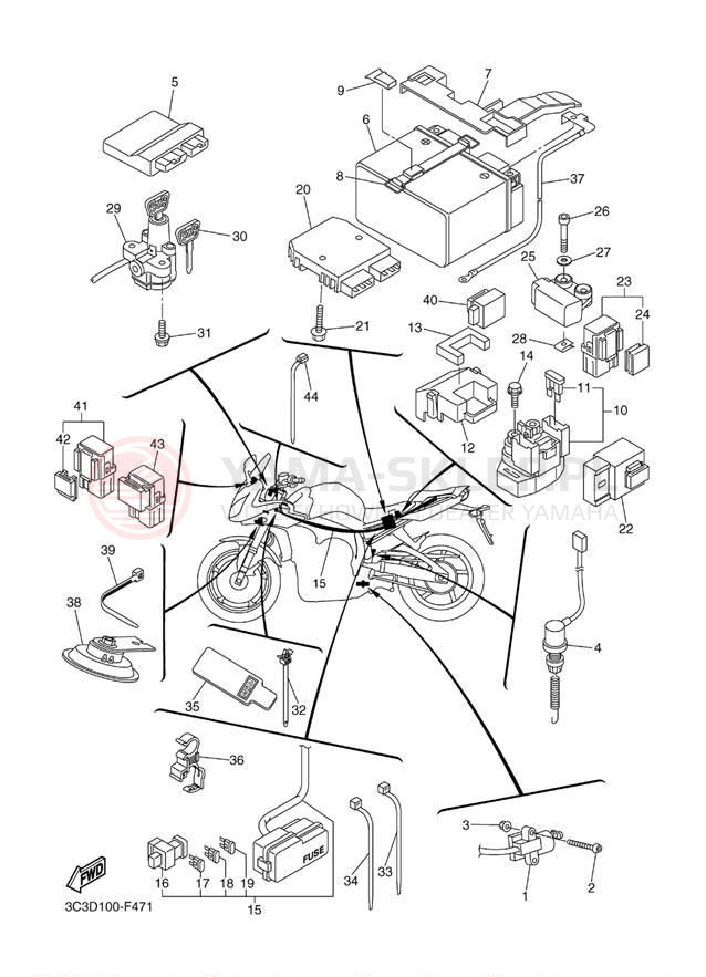 Schemat "układ elektryczny" do Yamaha FZ1 FZS10ACS/FZS10AS