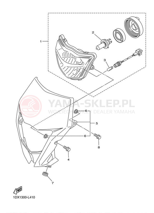 Schemat "Lampa przód" do Yamaha WR450F WR450FB