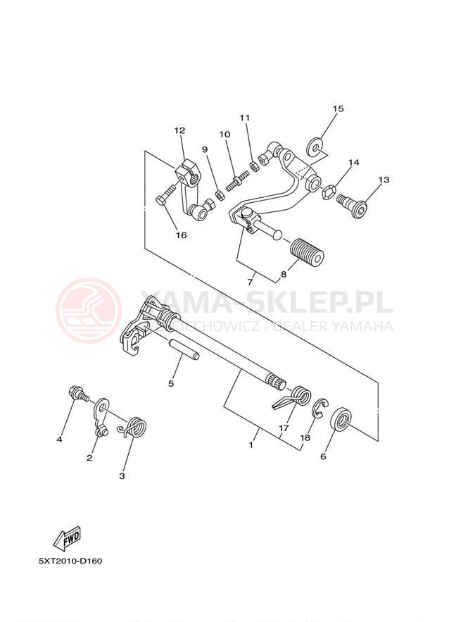 Schemat "Dźwignia zmiany biegów, wałek" do Yamaha XT250 XT250YC/XT250Y