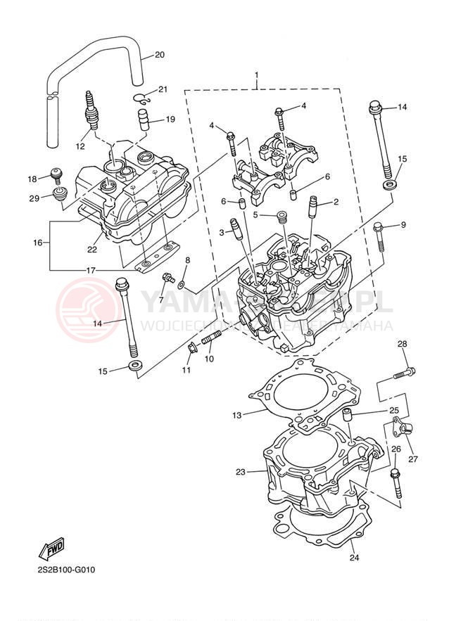 Schemat "cylinder" do Yamaha YZ450F YZ450FYL/YZ450FYW