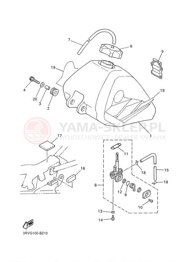 Schemat "zbiornik paliwa" do Yamaha PW80 PW80R