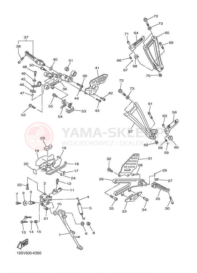 Schemat "Stopka postojowa i podnóżki" do Yamaha YZFR6 YZFR6BCW/YZFR6BW