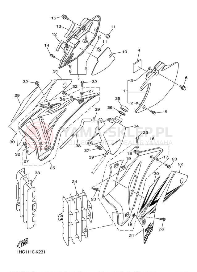 Schemat "Pokrywa boczna" do Yamaha WR250F WR250FA