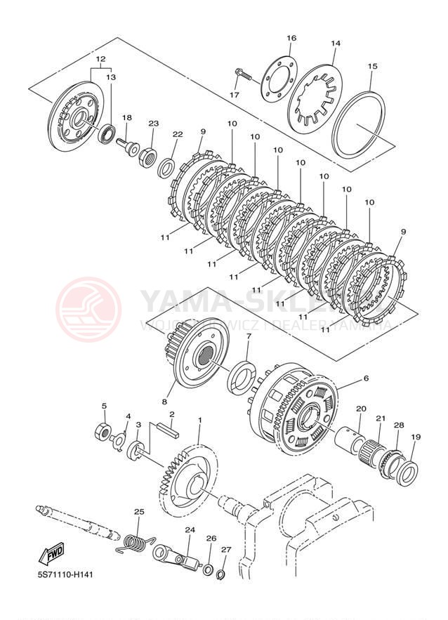 Schemat "sprzęgło" do Yamaha V STAR 950 XVS95ER/XVS95ECR