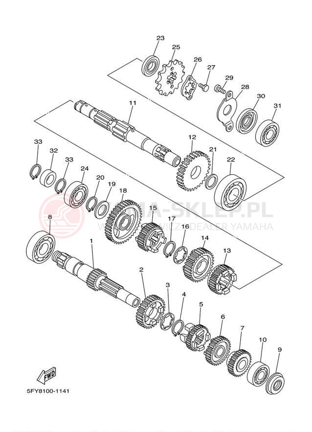 Schemat "Skrzynia biegów " do Yamaha TW200 TW200Z/TW200ZC
