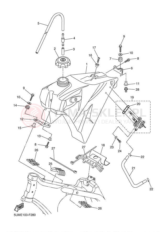 Schemat "zbiornik paliwa" do Yamaha WR250F WR250FY