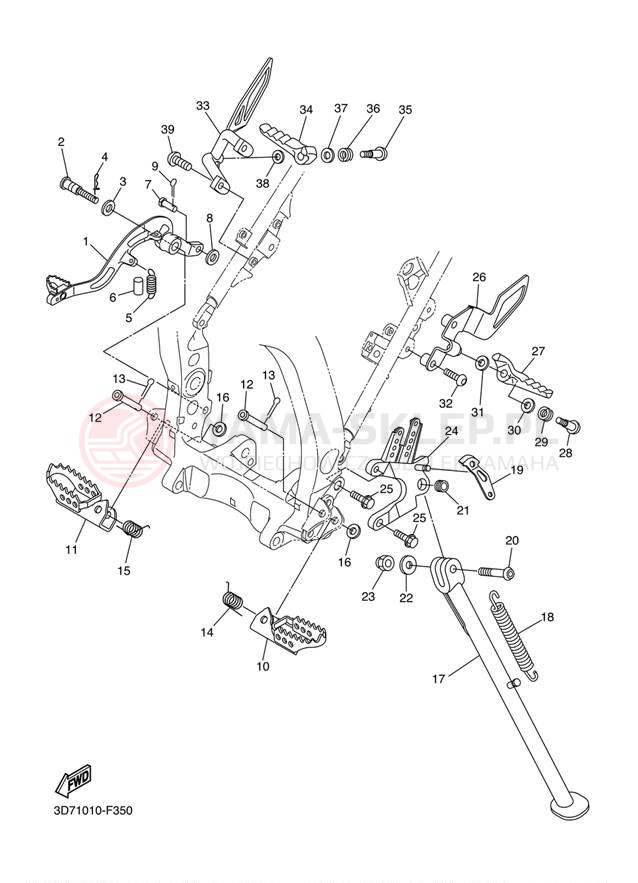 Schemat "Stopka postojowa i podnóżki" do Yamaha WR250R WR25RZCL/WR25RZL