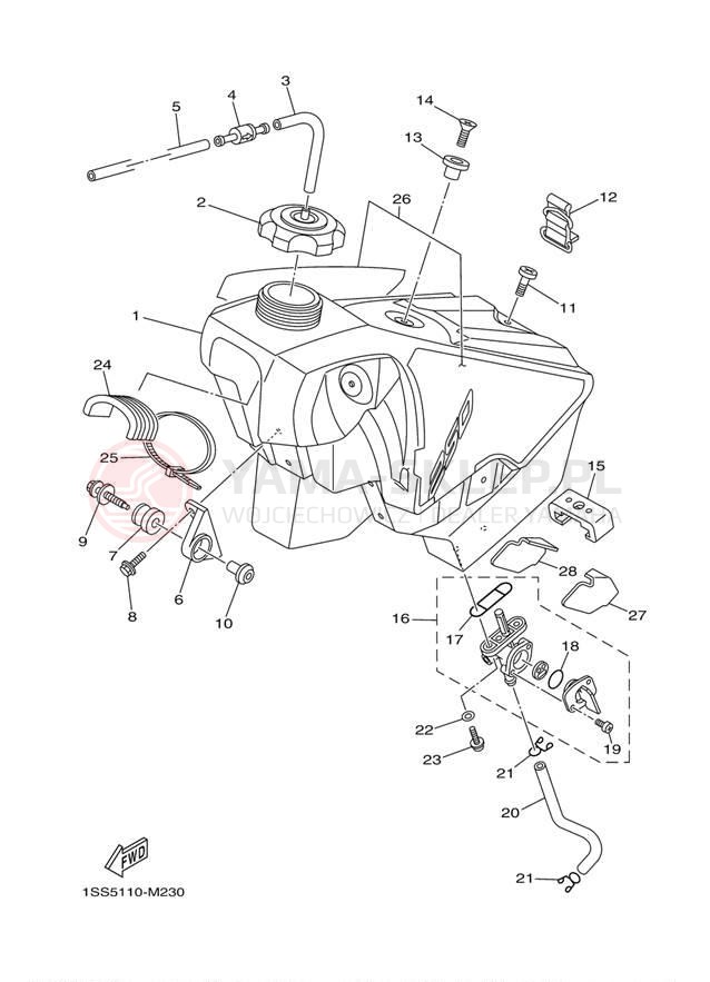 Schemat "zbiornik paliwa" do Yamaha YZ250 YZ250D2