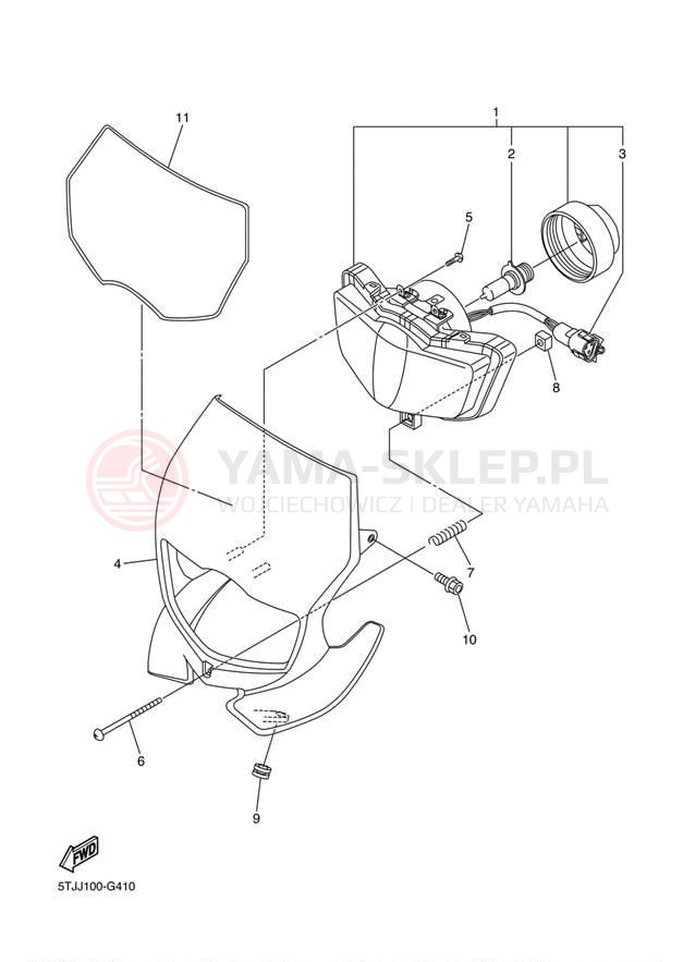 Schemat "Lampa przód" do Yamaha WR450F WR450FA