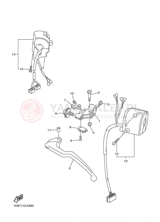 Schemat "Kierownica i osprzęt" do Yamaha YZFR1 YZFR1ACR/YZFR1AR