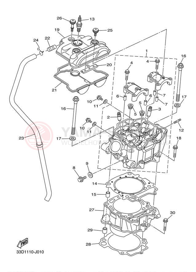 Schemat "cylinder" do Yamaha YZ450F YZ450FDW/YZ450FDL