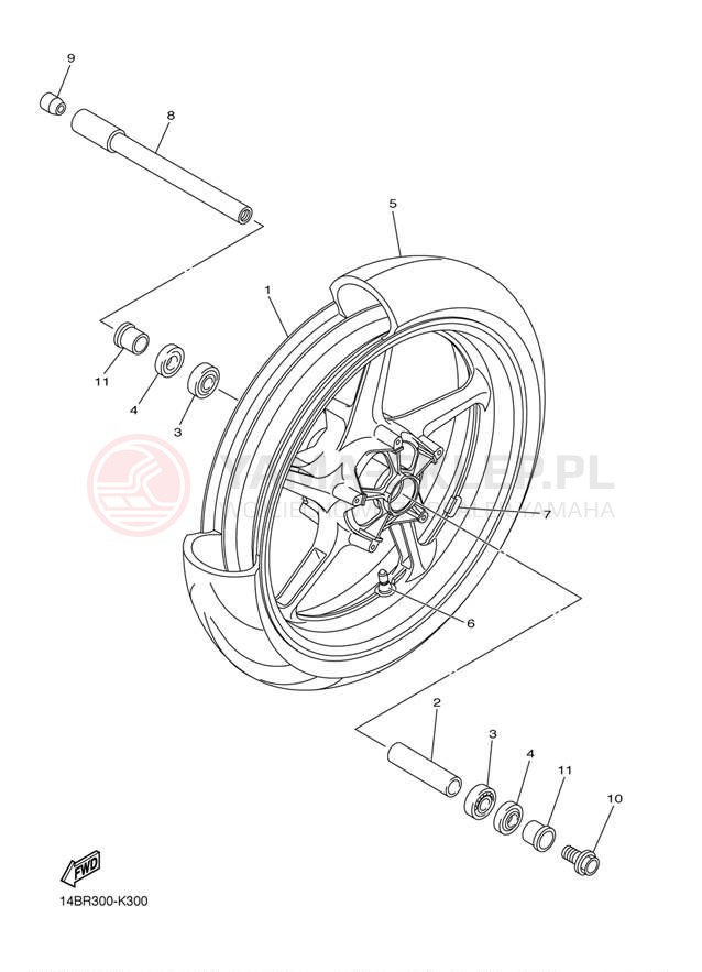 Schemat "Koło przód" do Yamaha YZF-R1 YZFR1BW/YZFR1BCW