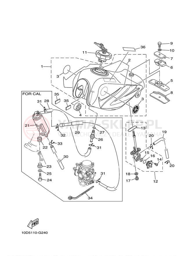 Schemat "zbiornik paliwa" do Yamaha TW200 TW200D1/TW200D1C
