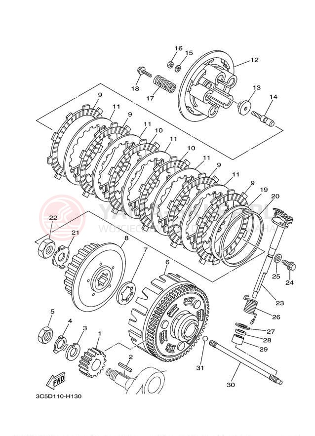 Schemat "sprzęgło" do Yamaha XT250 XT250ZC/XT250Z