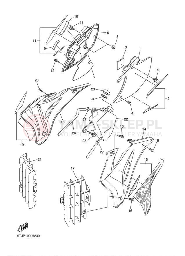 Schemat "Pokrywa boczna" do Yamaha WR450F WR450FY