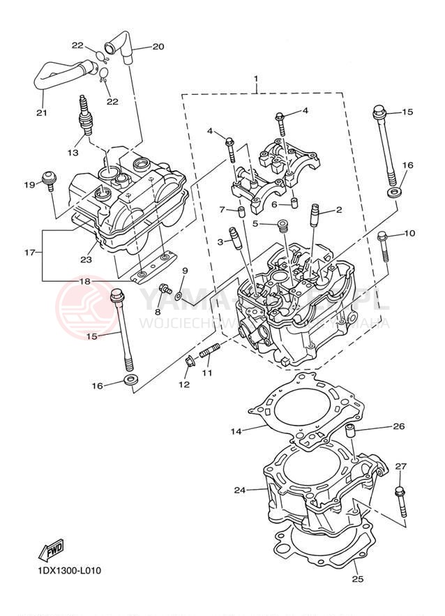 Schemat "cylinder" do Yamaha WR450F WR450FB