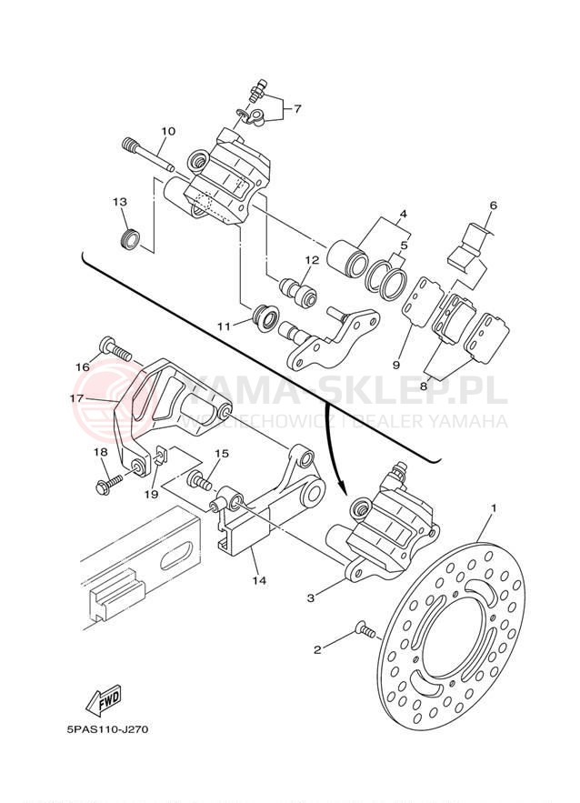 Schemat "Zacisk hamulcowy tylny" do Yamaha YZ85 YZ85B