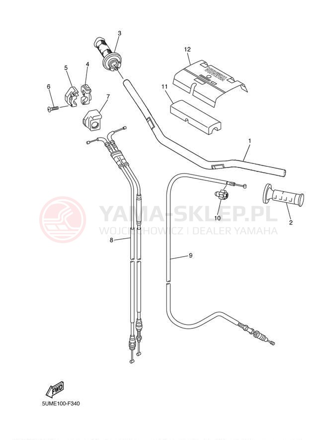 Schemat "Kierownica i osprzęt" do Yamaha WR250F WR250FA
