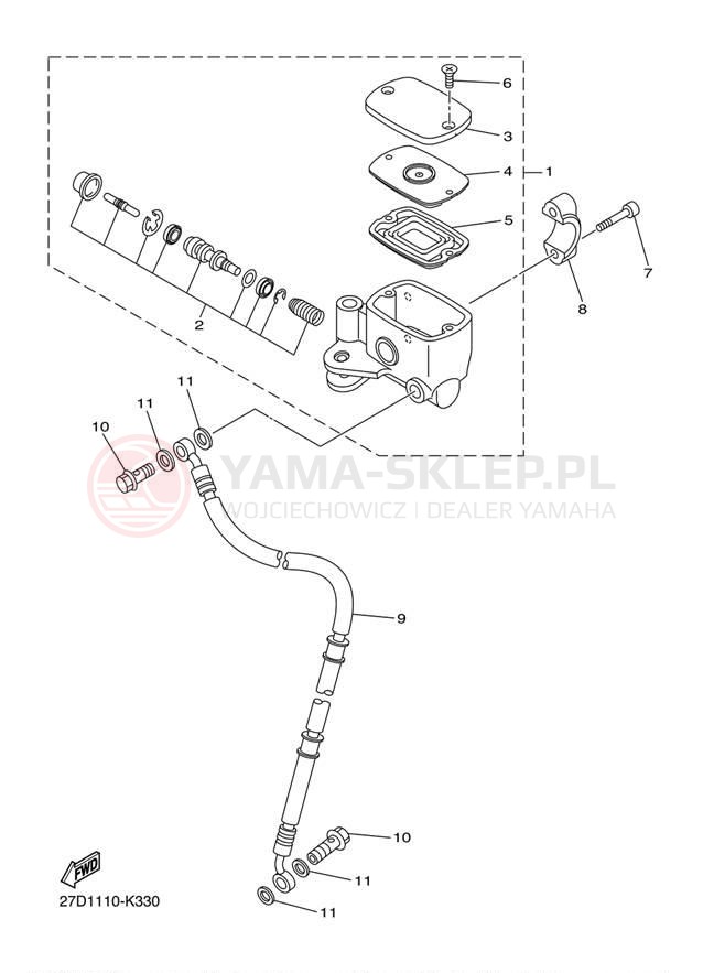 Schemat "Pompa hamulcowa przednia" do Yamaha STRYKER XVS13CDW/XVS13CDCW