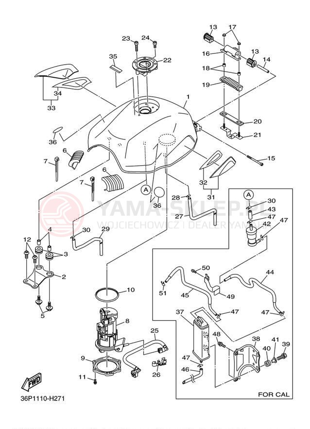 Schemat "zbiornik paliwa" do Yamaha FZ6R FZ6RZCB/FZ6RZB