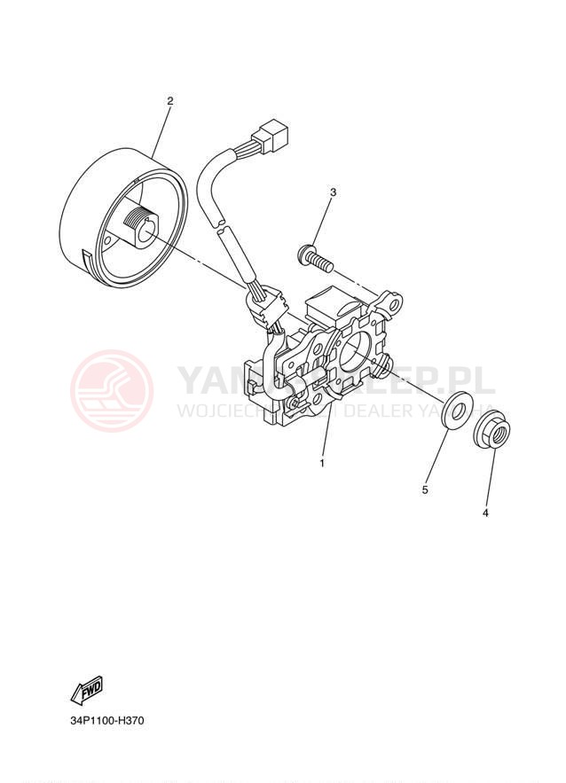 Schemat "prądnica" do Yamaha YZ450F YZ450FYL/YZ450FYW